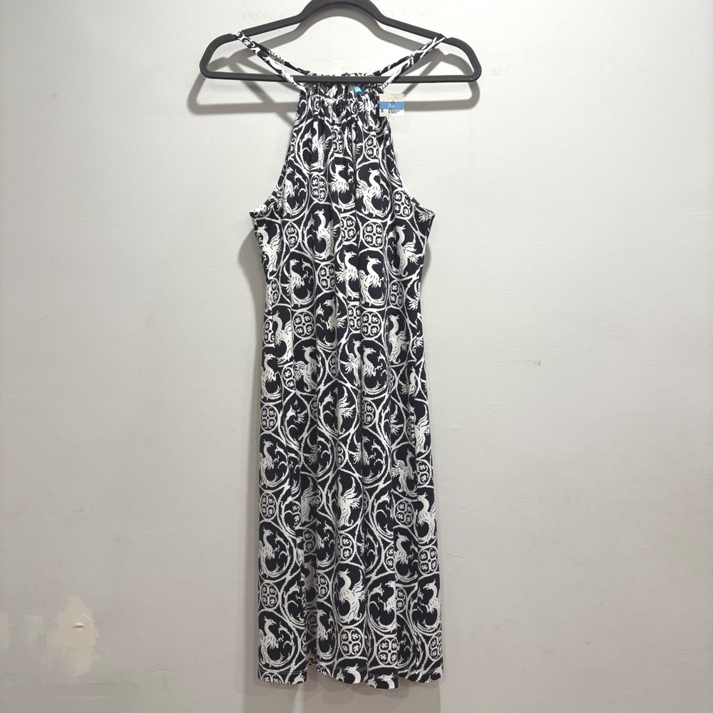 NEW J.‎ McLaughlin Maria Dress Halter Black White Dragon Catalina Cloth Women S